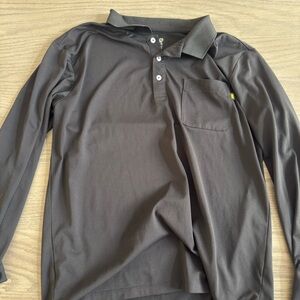 MIER Men’s Black Polo Shirt Long Sleeve Sports Series Size L